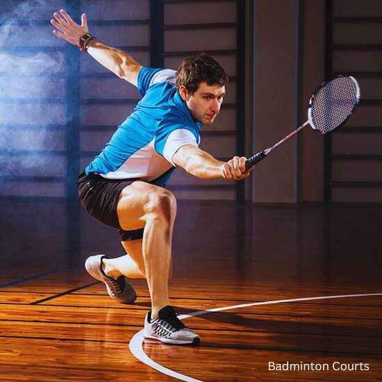 A man enjoying a game of badminton at Godrej's new launch in Sector 43 Gurgaon.